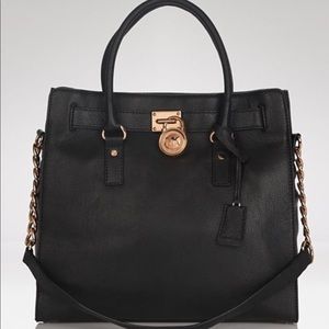 MK Black Soft Saffiano Hamilton w/ Rose Gold